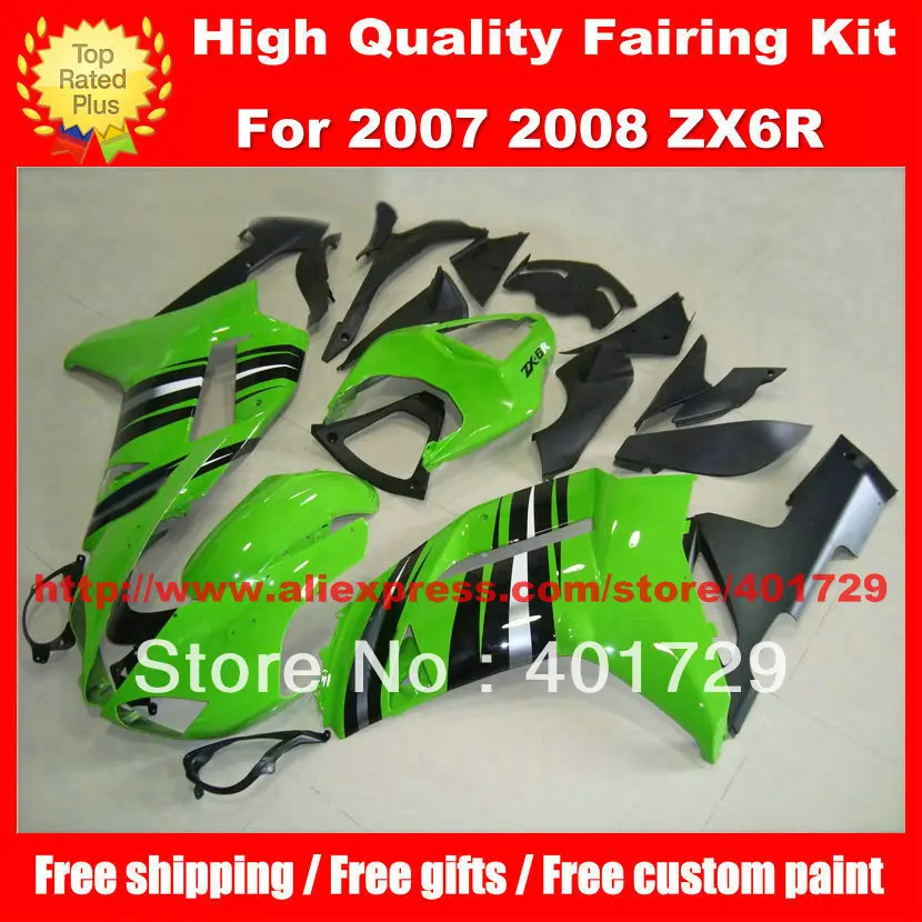 

Custom race fairing kit for Kawasaki Ninja ZX6R 07 08 ZX 6R 2007 2008 ZX-6R 07 08 high grade free paint ABS Plastic fairing kit