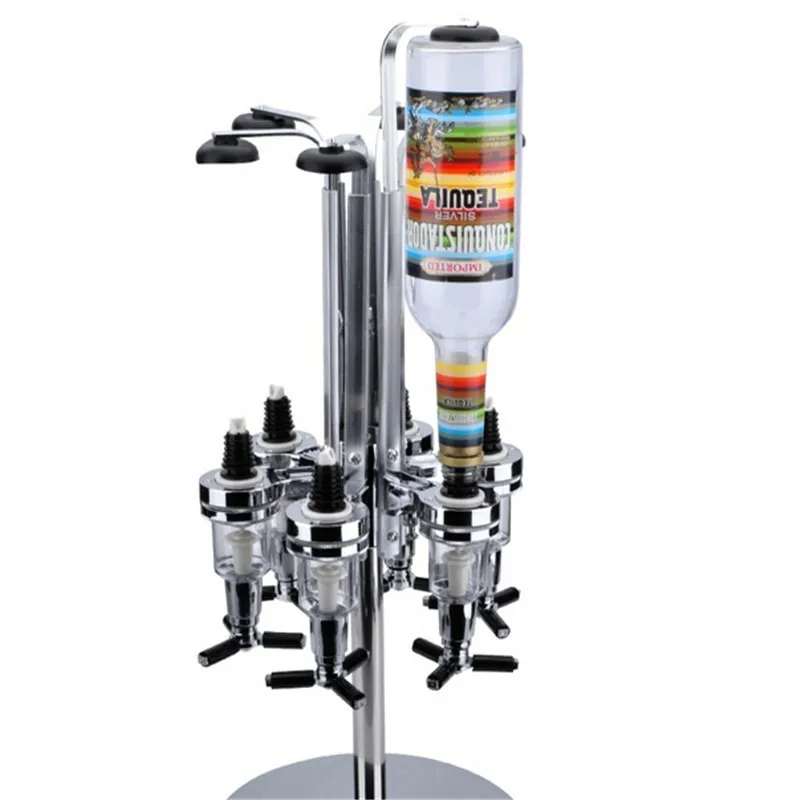 

6 Bouteille Rotation Bar Butler Cocktail Theroom Liqueur Distributeur de Boissons Rack Support De Vin Barware Verser Cadre (coul