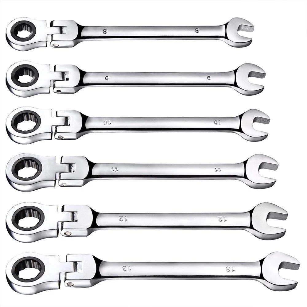 

6pcs/set 8-13mm Fixed Head Ratcheting Combination Spanner Wrench Sets Hand Tools Ratchet Handle Wrenches Spanner Combo Tool