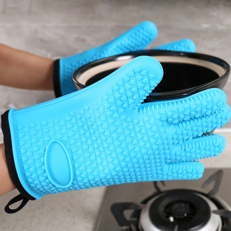 2PCS/Lot Barbecue Oven Mitts Kitchen Heat Resistant 220 Degree Barbecue Gloves Heat Holder