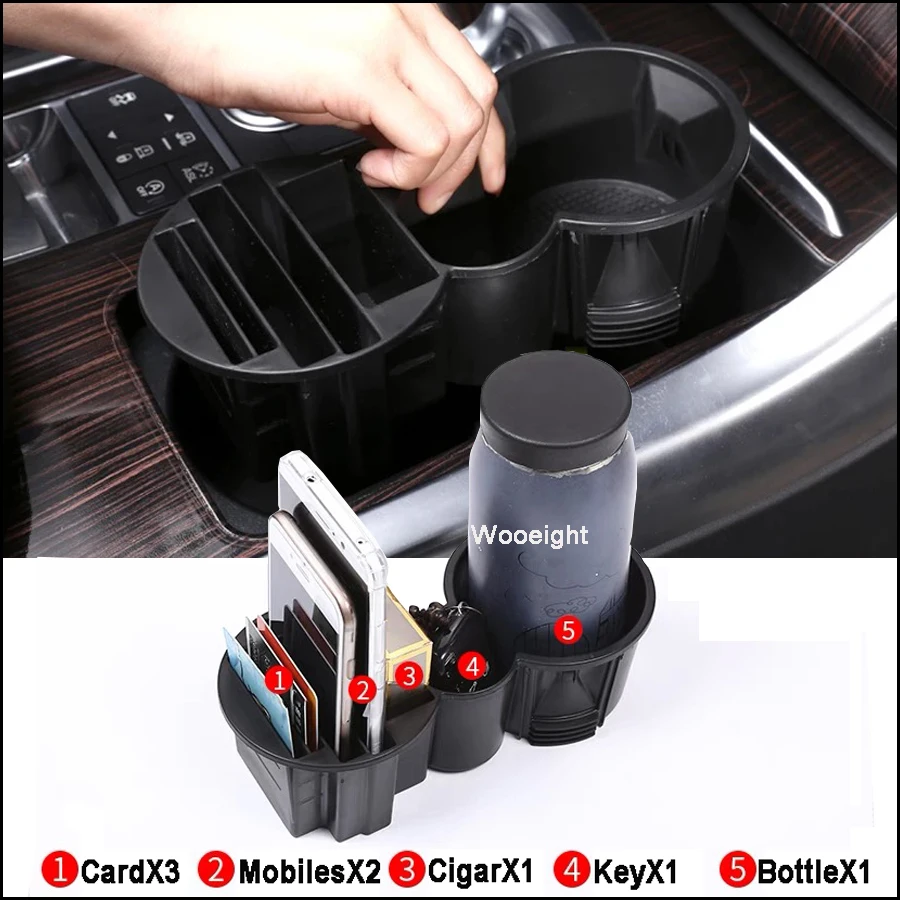 Car Central Console Water Cup Phone Holder Storage Box Organizer