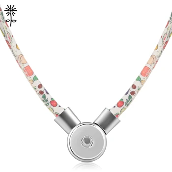 

10pcs/lot Ginger Snap Jewelry PU Leather Pendant Necklace Fit 5.5mm DIY Interchangeable Snap Button Charms NN-655*10