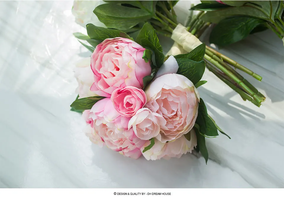 Искусственный Пион и камелии шелковые цветы Комплект в розовый и белый-13 см Букеты Свадебные поддельные цветы расположение