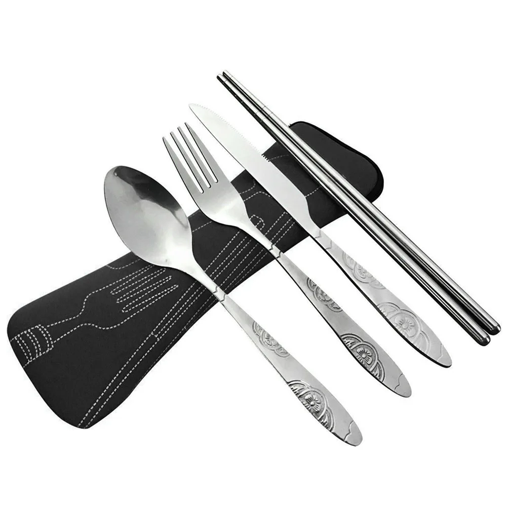 3/4 шт/набор из нержавеющей стали вилка ложка палочки для еды путешествия Кемпинг столовые приборы инструменты посуда может CSV