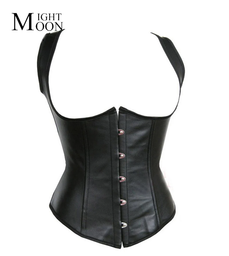 MOONIGHT Gothic Underbust Bustier Sexy Corset Top Black Waist Corsets