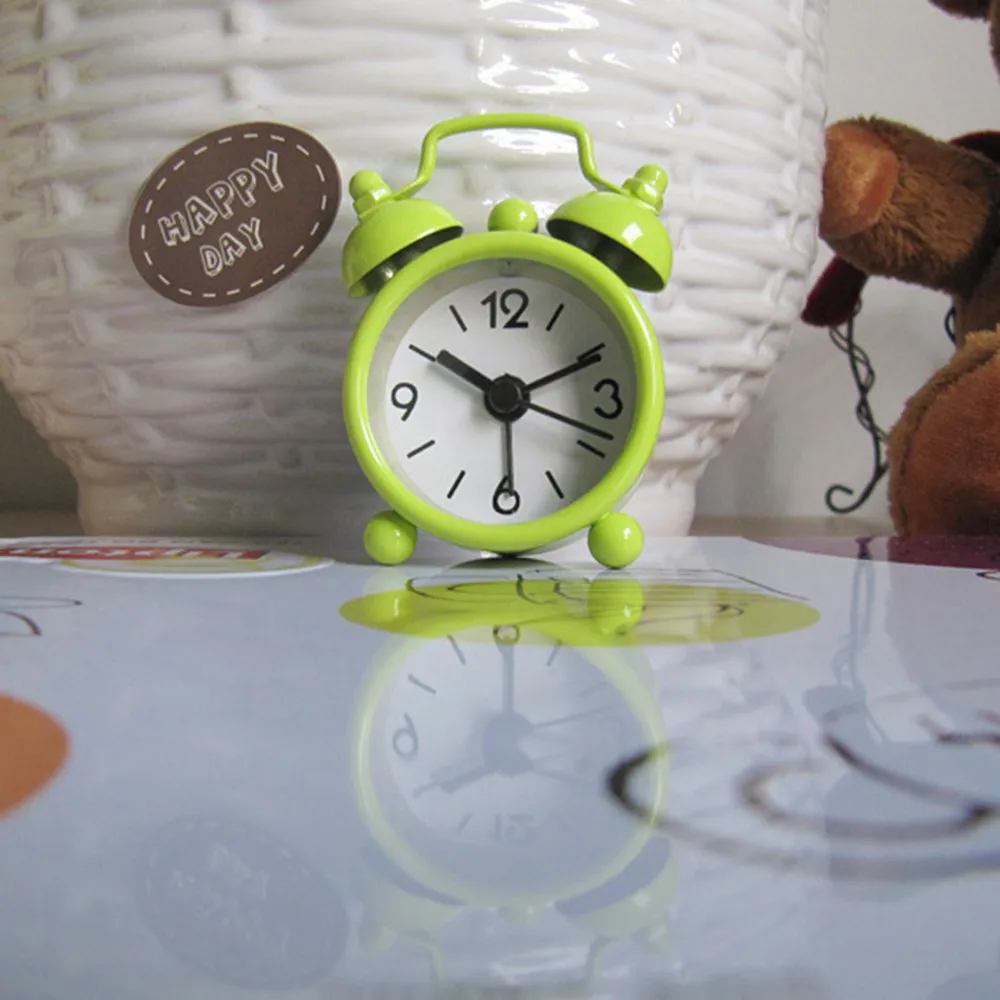 Креативный будильник, милый мини металлический маленький будильник, электронный Громкий будильник, despertador reloj despertador wekker hout - Цвет: C