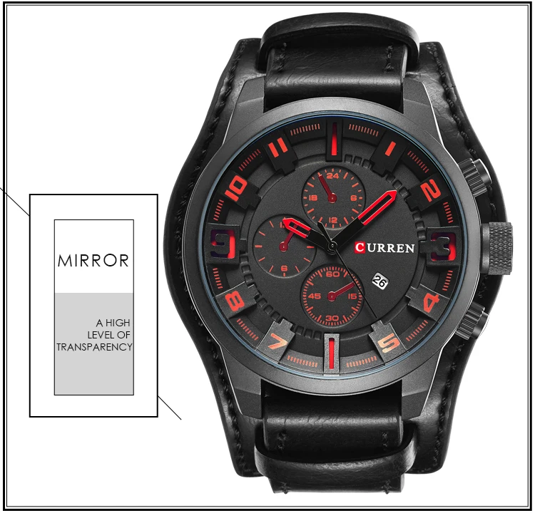 Relógio militar quartz para homens curren, modelo