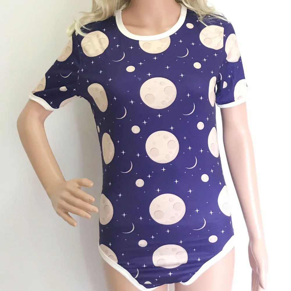 Moon Onesie Adult Baby Snap Crotch Onesie ABDL Romper Bodysuit Diaper