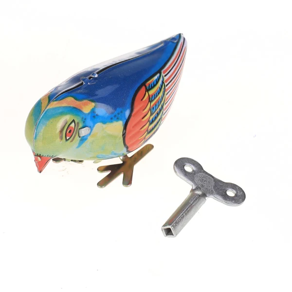 MagiDeal Retro Style Wind Up Blue Bird Collectible Toy Pecking Song for Kids Children Baby Great Gift
