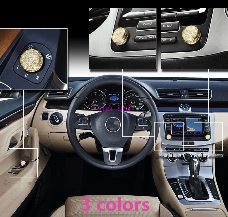 3 colors Car Rearview Mirror Volume Knob Decoration Covers Car-styling For VW Volkswagen CC Passat Golf 7 Tiguan L Polo etc