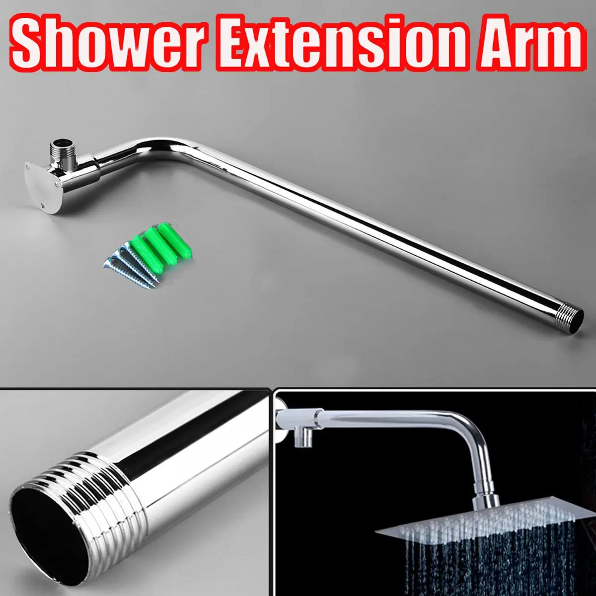 47.5cm Wall Shower Head Extension 2cm Pipe Long Stainless Steel Arm