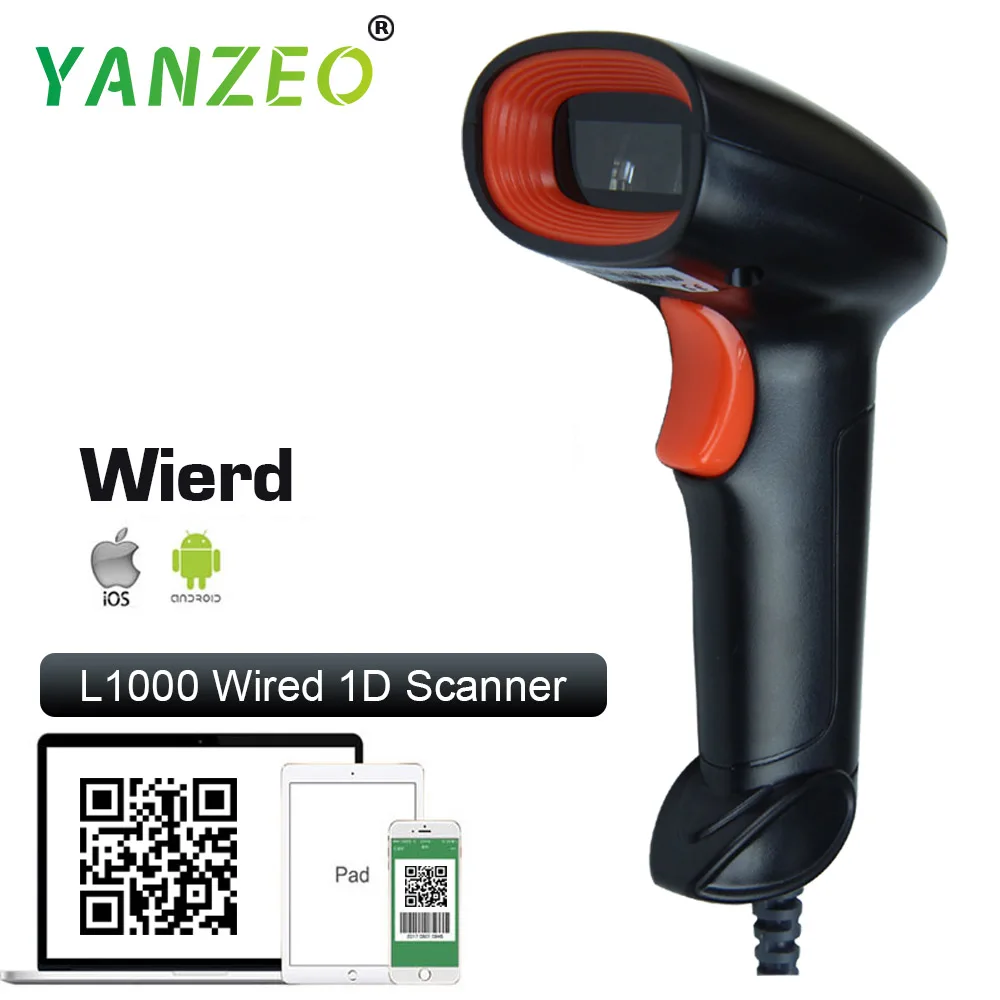 Yanzeo Портативный USB ручной проводной сканер штрих кода Bluetooth 1D/2D QR считыватель