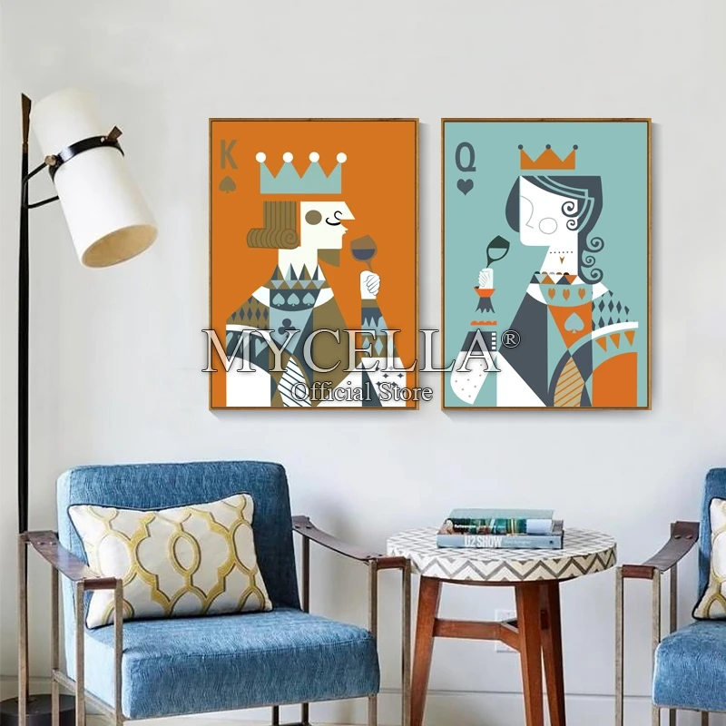 

Diy Diamond Painting Cartoon Poker King and queen Art Diamond Embroidery Full Drill Home Decoration Wall Sticker Princess Gift