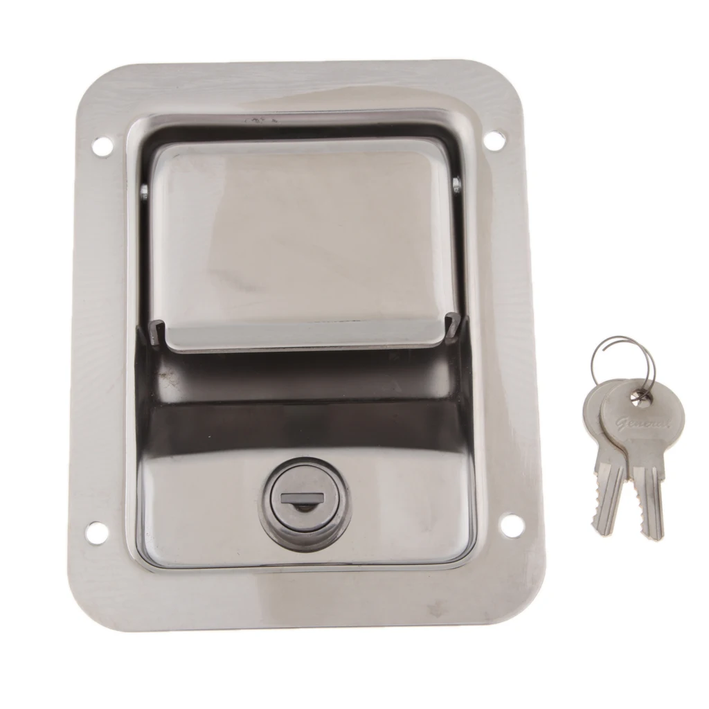 

1 Pcs 304 Stainless Steel Paddle Entry Door Lock Latch For RV Camper Motorhome Etc Built-in Spring 5.51x4.25 Panel Door Lock
