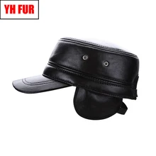 Новые мужские бейсбольные зимние теплые шапки из натуральной овчины Натуральная овечья кожа гладкая Шляпа Натуральная натуральная кожа шапка в виде овцы