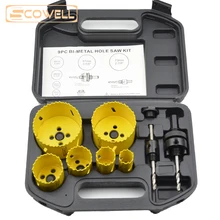 Free Shipping 9pcs Holesaw kit Bi-metal hole saws boring DIY tools hole saw cutter for wood cutting,metal cutting Hole Drill bit