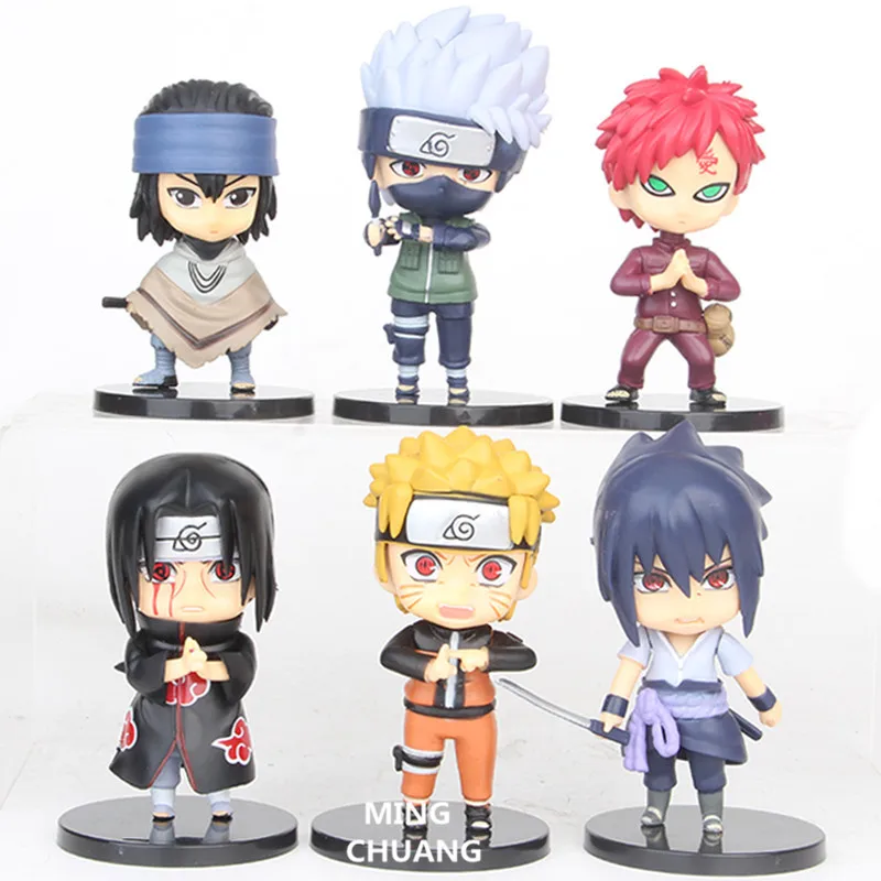 

6 Pcs/set NARUTO Uzumaki Naruto Uchiha Sasuke Haruno Sakura Hatake Kakashi Umino Iruka PVC Action Figure Toy 9-10CM OPP D957