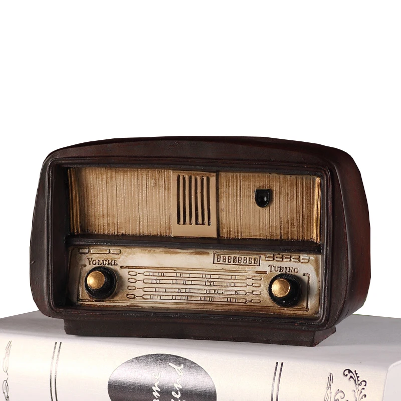 Resin Ornaments Craft Vintage Radio Model Office Home Decor Accessories Statue Ornament Figurine Nostalgic Antique Imitation