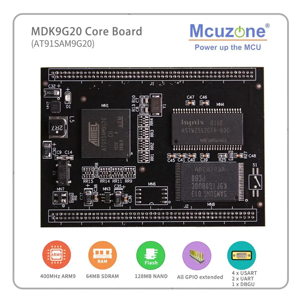 

MDK9G20 AT91SAM9G20 ARM9 core board , 400MHz 64M SDRAM 128M NAND, 9G20 SAM9G20 91SAM9G20 ATMEL CAMERA USART TFT LCD