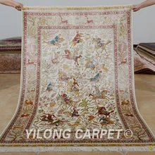 Yilong 4'x6' охотничий Шелковый Vantage ковер для охоты дизайн персидский Тебриз ковер(0112
