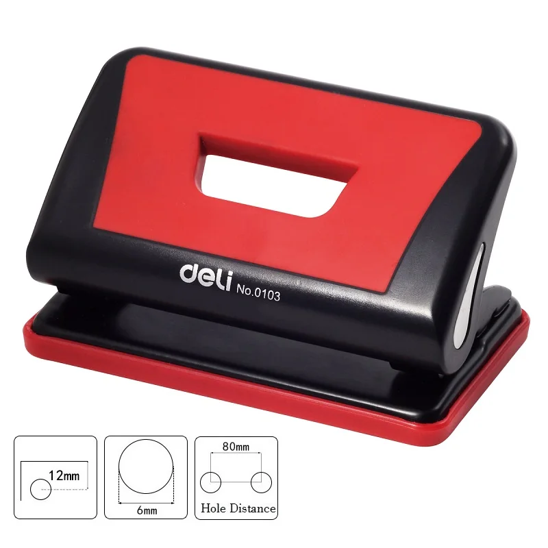 

2-Hole Punch Paper Punch Machine Portable Two-Hole Puncher Office Product, 10-Sheet Capacity, Random Color Red Grey Blue