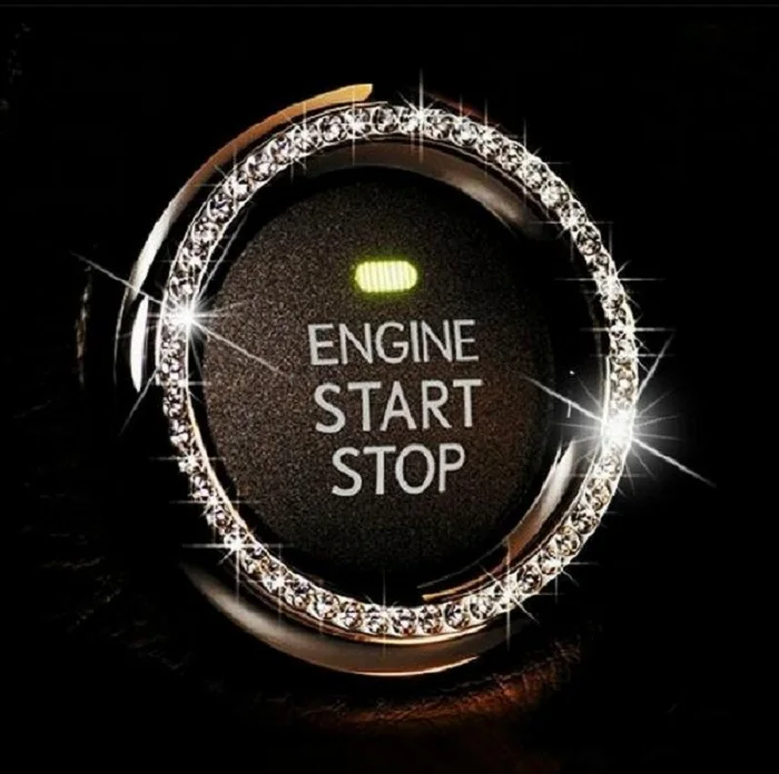 

rete automobile cystal ring sticker for Interior One-Key Engine Start Auto Key to Start Metal Decor Circle Car Button Styling Wh