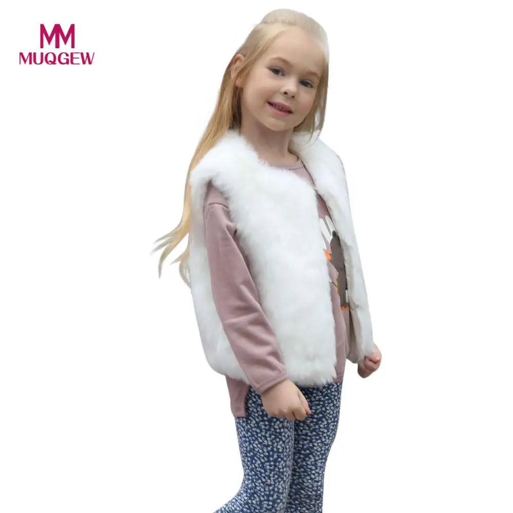 Baby Kids Girl Autumn Winter Faux Fur Waistcoat Thick Coat Warm Outwear Clothes