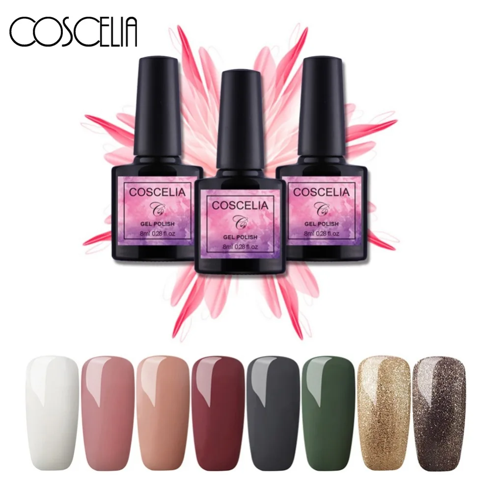 

Gel Nail Polish Kit Manicure Set 8pcs/Lot 8ML Gel For Nail Art UV Gel Glitter Nail Polish Semi Permanent Gel Varnishes