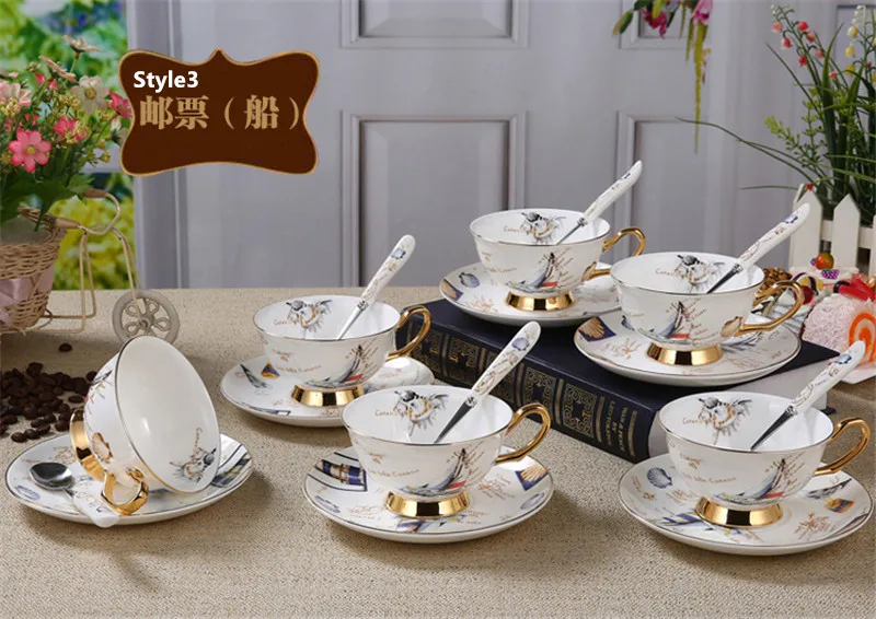 Китайский стиль, роскошный, костяной фарфор, Розовая Лилия, кофейная чашка, блюдце, ложка, керамический фарфор, кофейные чайные наборы, 3 штуки