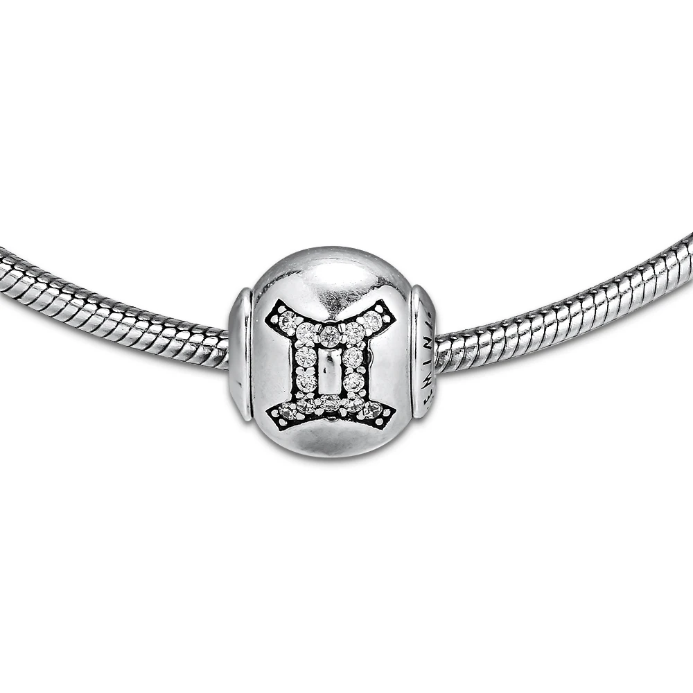 

Fits for Pandora Essence Bracelets Gemini Charms With Clear Cubic Zirconia 100% 925 Sterling Silver Beads Free Shipping