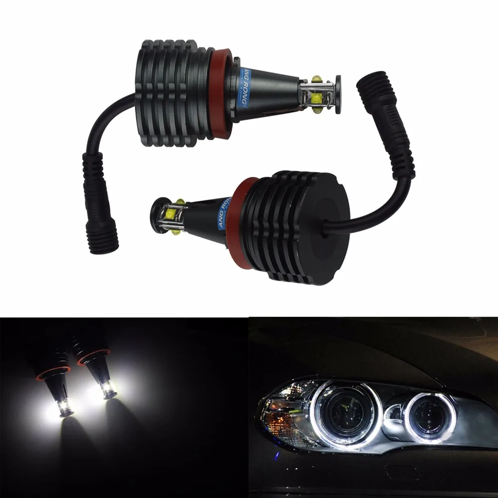

ANGRONG 2X Canbus H8 40W LED Marker Xenon White Light Lamp Angel Eyes For BMW E87 E82 E92 E93 X5