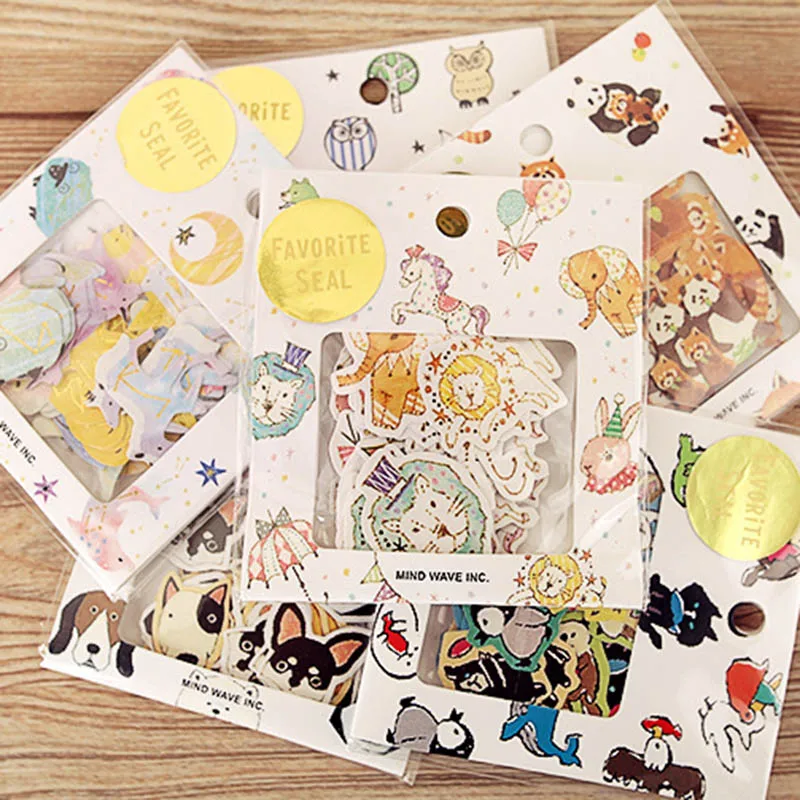 

70 pcs/lot Cute Kawaii Bear Owl PVC Stickers Cartoon Dog Cat Sticky Paper For Photo Album Diary Decoration School Students Gift