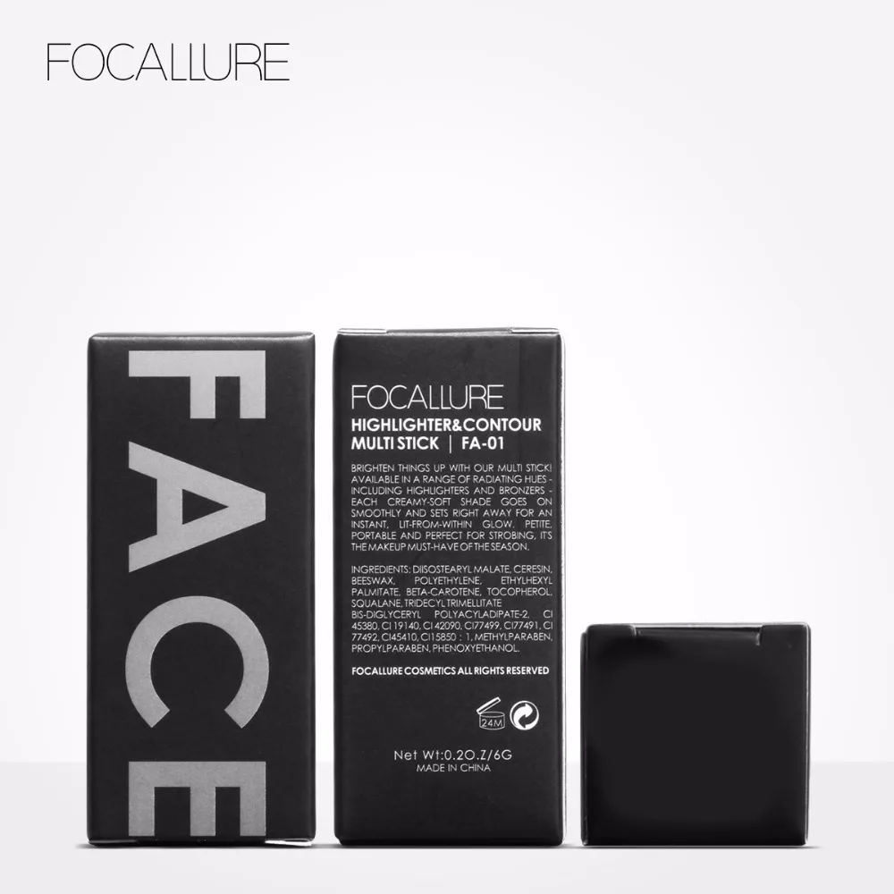 Focallure 3D Макияж для лица бронзер и хайлайтер палка водостойкий мерцающий