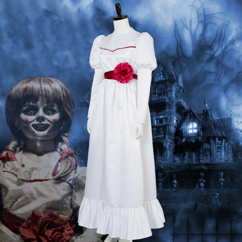 Костюм для косплея фильма Annabelle Женский костюм девочек страшное длинное белое