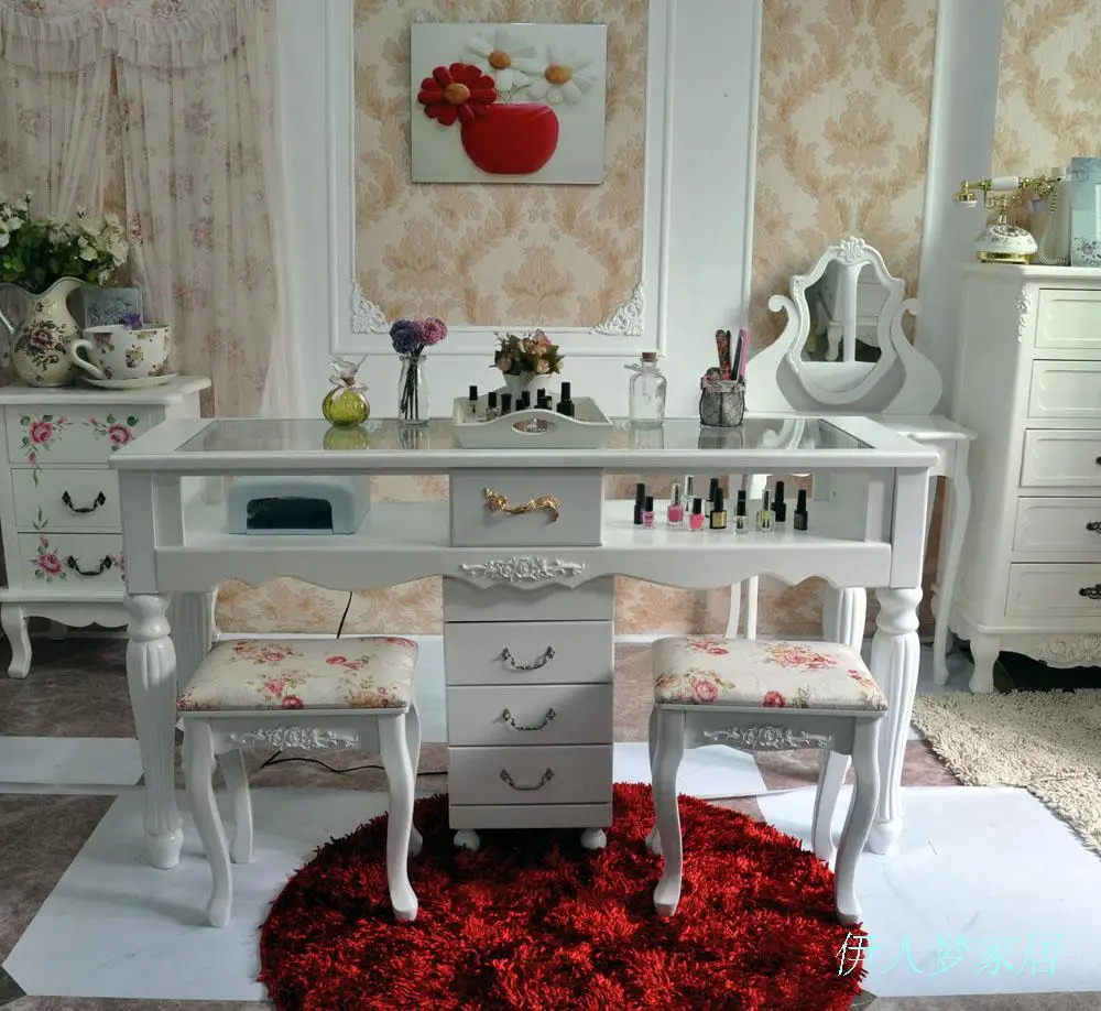 Cheap nail tables single double triple manicure table shop chair stool