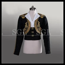 BLM010 черный Испанский человек Топ Одежда для танцев Professional балетная Туника балетные костюмы конкурс индивидуальный заказ цена