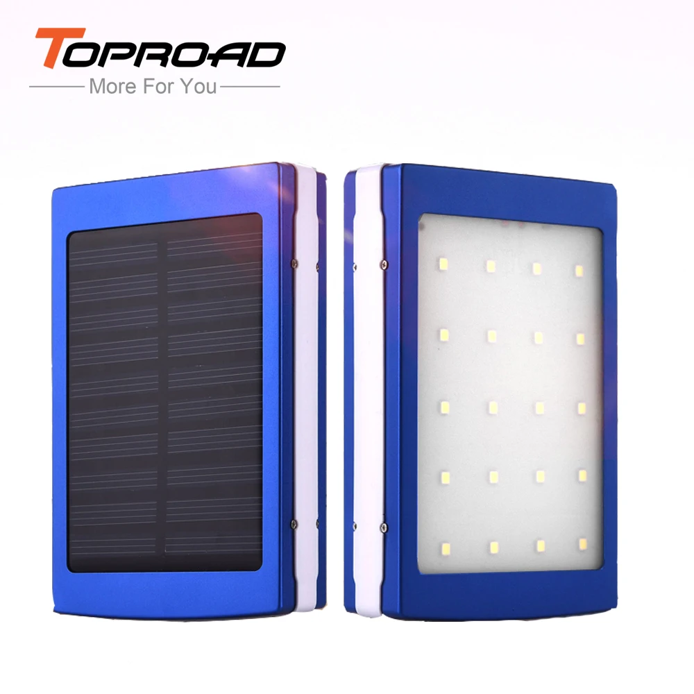 External Battery Pack 8000mAh Solar Charger Power Bank Box LED Camping