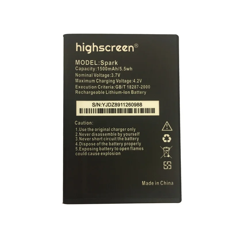 1 шт. 100% Высокое качество SPARK 1500 мАч батарея для Highscreen телефон аккумулятор