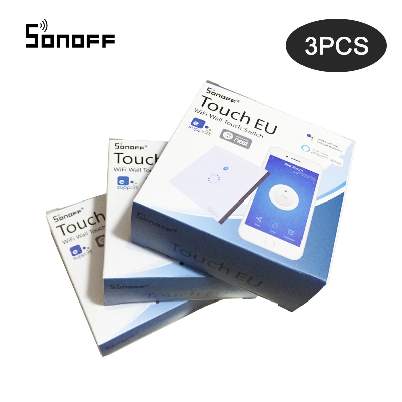 

3PCS Sonoff Touch EU Wifi Switch,Wireless Smart Switch DIY Home Automation Modules with timer on off Remote control Smart Home