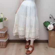 Mori Girl многослойная кружевная повседневная юбка для женщин, винтажный стиль, Сказочная кружевная вышивка, плиссированная Нижняя юбка размера плюс, Saias#1921
