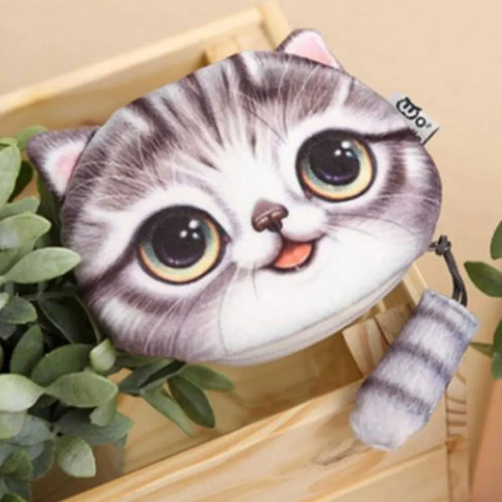 Милый 3D животное лицо молния чехол портмоне «кошка» женский кошелек детская сумочка Макияж Багги Сумка - Цвет: K
