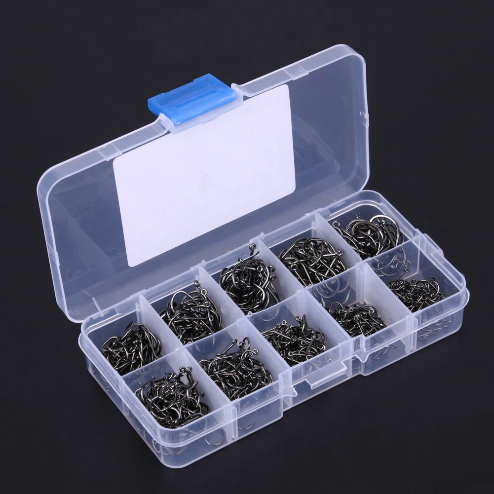 200-600pcs/lots Size #3-#12 Fishing Hook Jig Hooks with Hole Fly Fishing Tackle Box Carbon Steel Fishhooks Fishing lure Tackles