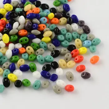 

650pcs/bag 2-Hole Japanese Seed Beads White/Black/Blue/Green/Red/Yellow 5x3.5x3mm, Hole: 0.5mm
