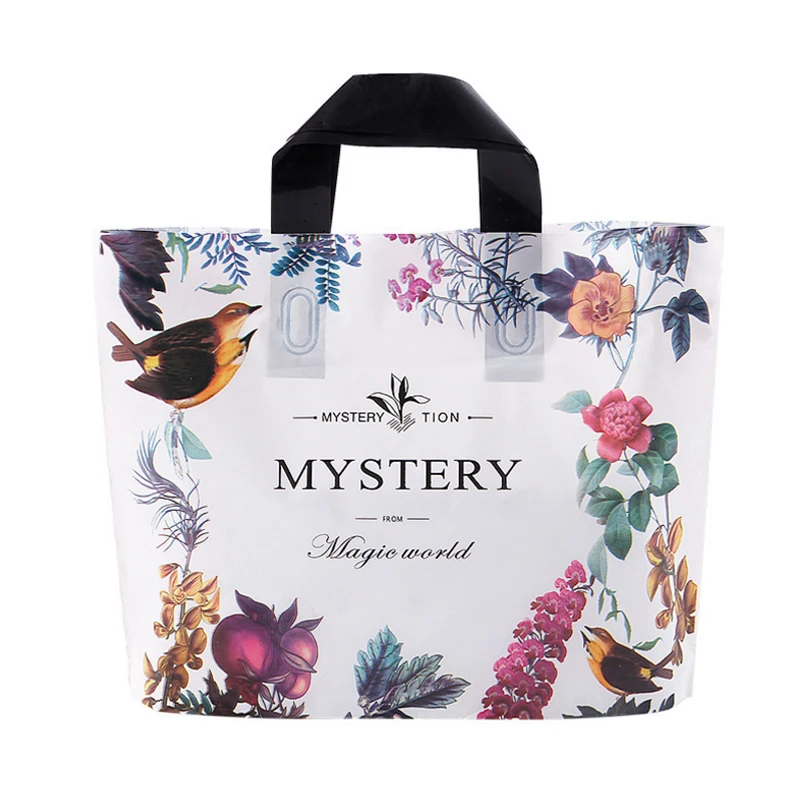 

50pcs Thicken Plastic Bag with handle Party Gift Packaging Bag Shopping Bag