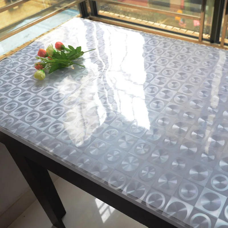 Soft glass table cloth pvc disposable waterproof oil transparent crystal scrub board table mats dining table cloth
