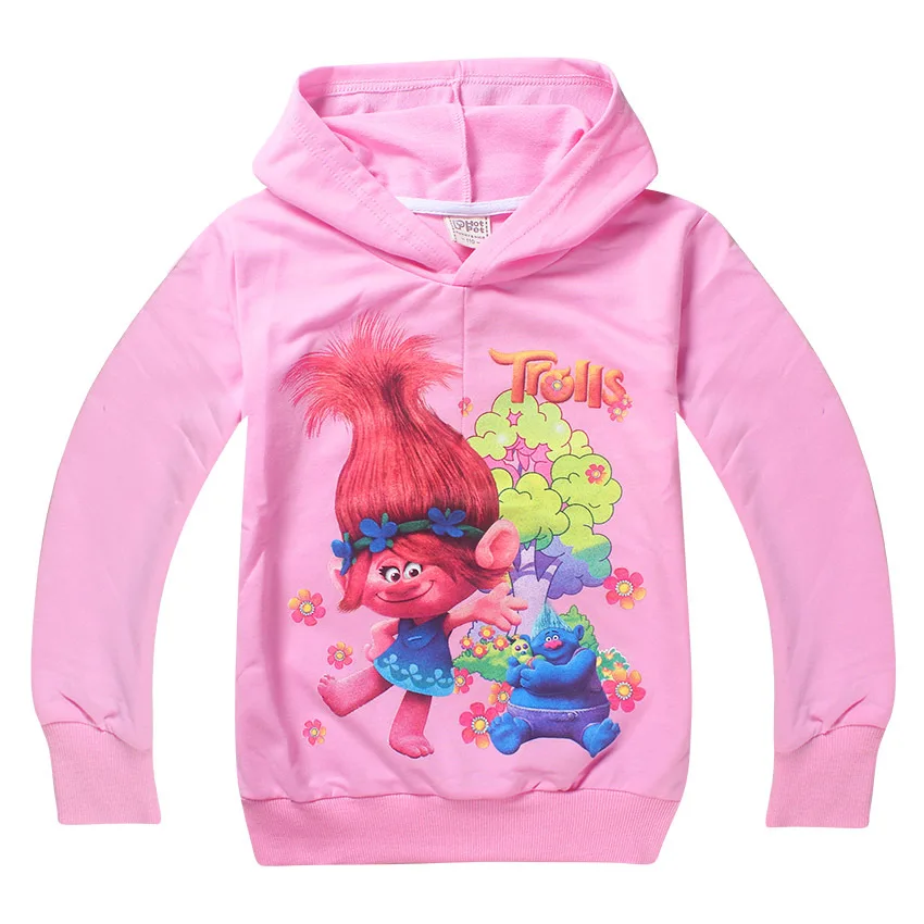 Одежда для девочек с изображением троллей, мака, одежда для маленьких девочек, летнее худи, Детский свитер с рисунком, свитер с длинными рукавами
