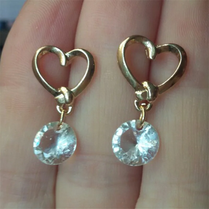 FNIO элегантные полые серьги-гвоздики в форме сердца с кристаллами циркония для корейских женщин, серьги-подвески, подарок на день Святого Валентина