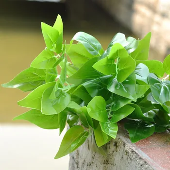 

35cm 7 Branches Green Leaf tree plant artificial plastic Fake plant for table decoration