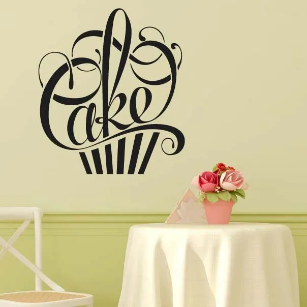 

Sweet Cake Design Wall Decal Cake Shop Decoraiton Writing In Form Of A Cake Wall Sticker Bakery Removable Window Poster AZ414