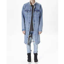 2017 New fashion men outfits stylish long coat clothing fleece winter denim jackets jean jacket Outerwear Coats